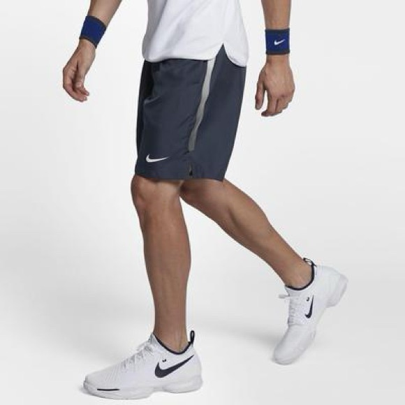 Nike men’s dry 9inch tennis shorts- thunder blue/white - Picture 3 of 9